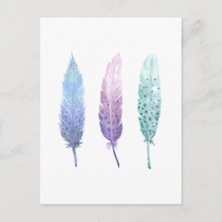 Boho Watercolor Feather Trio Postkarte