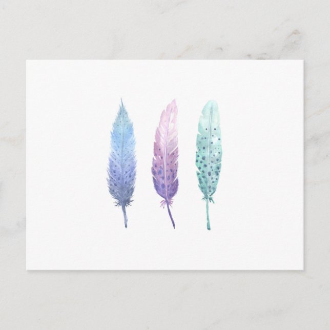 Boho Watercolor Feather Trio Postkarte (Vorderseite)