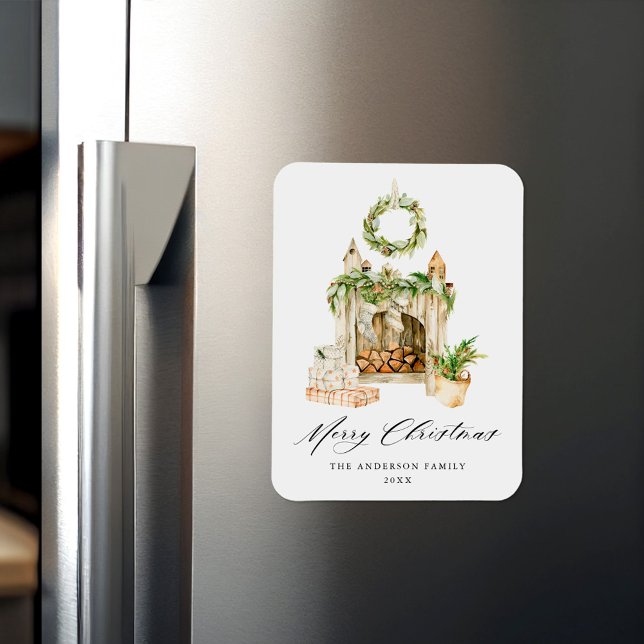 Boho Watercolor Fireplace With Greenery Magnet (Von Creator hochgeladen)