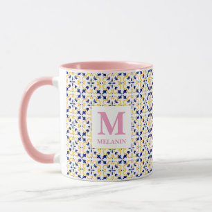 Boho-Watercolor-Fliesen-Mug – Benutzerdefinierter  Tasse