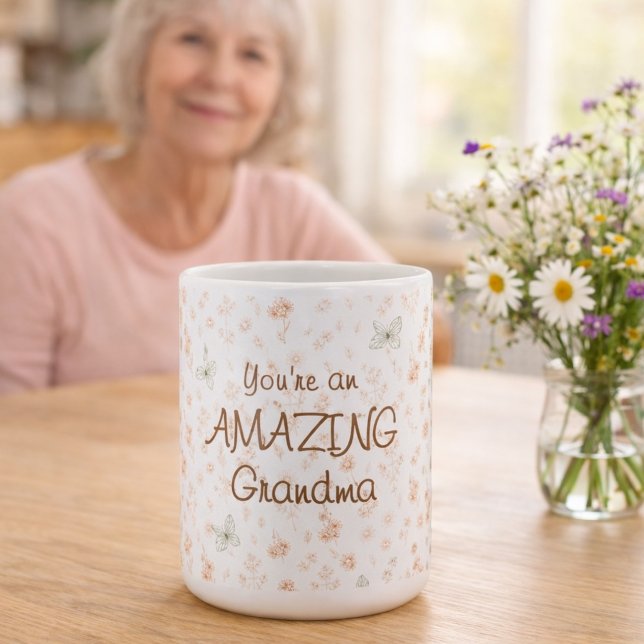 Boho Watercolor Floral Amazing Grandma Gift Kaffeetasse (Von Creator hochgeladen)