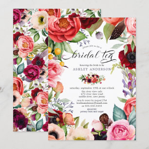 Boho Watercolor Floral Bridal Tee Einladung