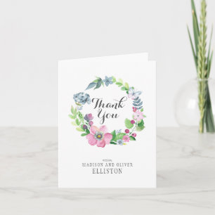 Boho Watercolor Floral & Butterfly Vielen Dank Dankeskarte