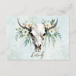 Boho Watercolor Floral Cow Skull Wedding QR Code Begleitkarte