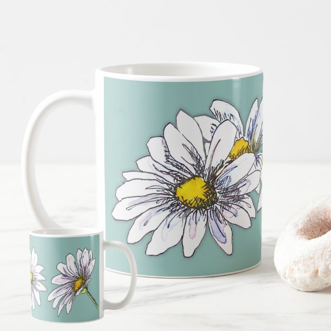 Boho Watercolor Floral Daisy Christmas Gift Kaffeetasse (Von Creator hochgeladen)