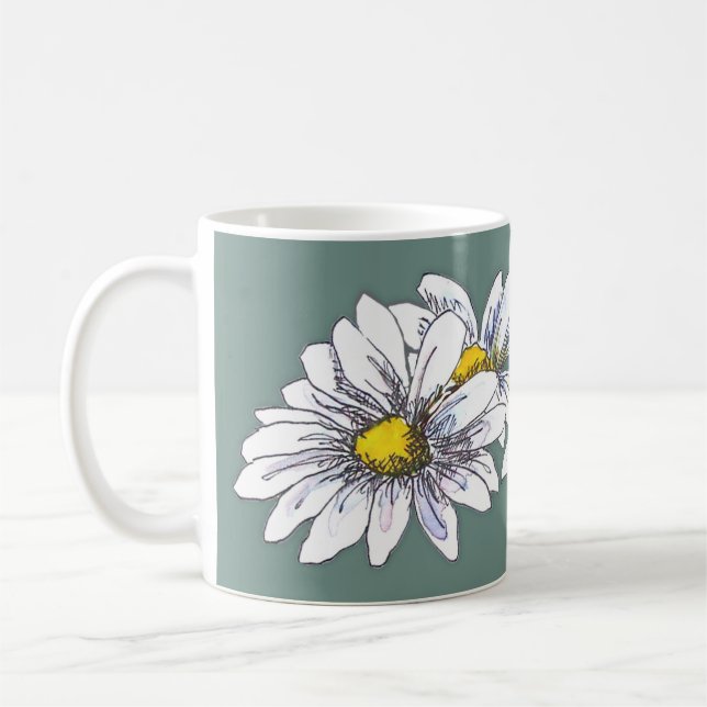 Boho Watercolor Floral Daisy Christmas Gift Kaffeetasse (Links)