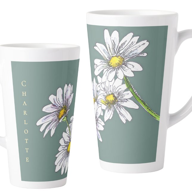 Boho Watercolor Floral Daisy Christmas Gift Milchtasse (Von Creator hochgeladen)