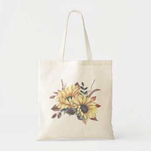 Boho Watercolor Floral Gelbe Sonnenblume Tragetasche