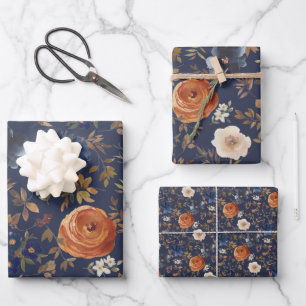 Boho Watercolor Floral Geschenkpapier Set