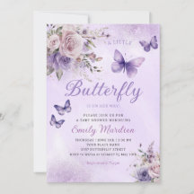 Boho Watercolor Floral Girl Butterfly Babydusche