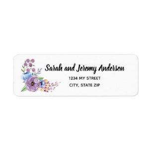 Boho Watercolor Floral Lilac & Aquamarin Personali