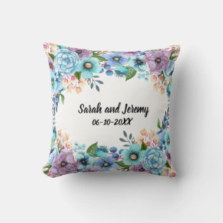 Boho Watercolor Floral Lilac & Aquamarin Personali Kissen