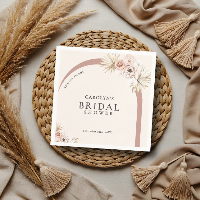 Boho Watercolor Floral Modern Arch Bridal Shower Serviette (Von Creator hochgeladen)