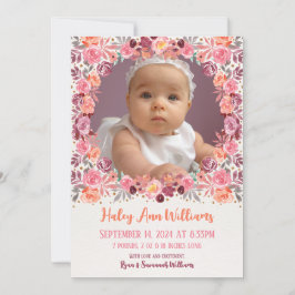 Boho Watercolor Floral Neugeborenes Baby Girl Foto Ankündigung