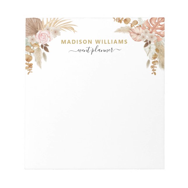 Boho Watercolor Floral Notepad Notizblock (Vorderseite)