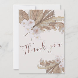 Boho Watercolor Floral Pampas Grass Foto Dankeskarte