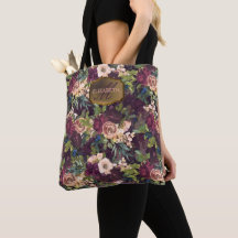 Boho Watercolor Floral Pattern - Burgund Monogramm