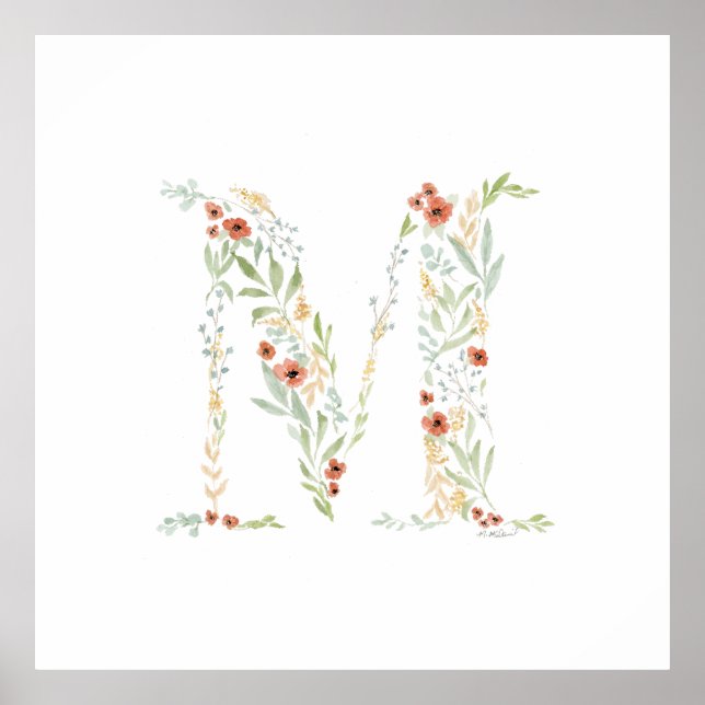 Boho Watercolor Floral Poster (Vorne)