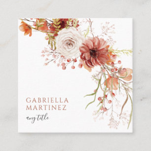 Boho Watercolor Floral  Quadratische Visitenkarte