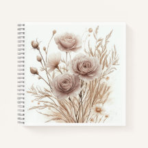 Boho Watercolor Floral Spiral Notebook - elegant