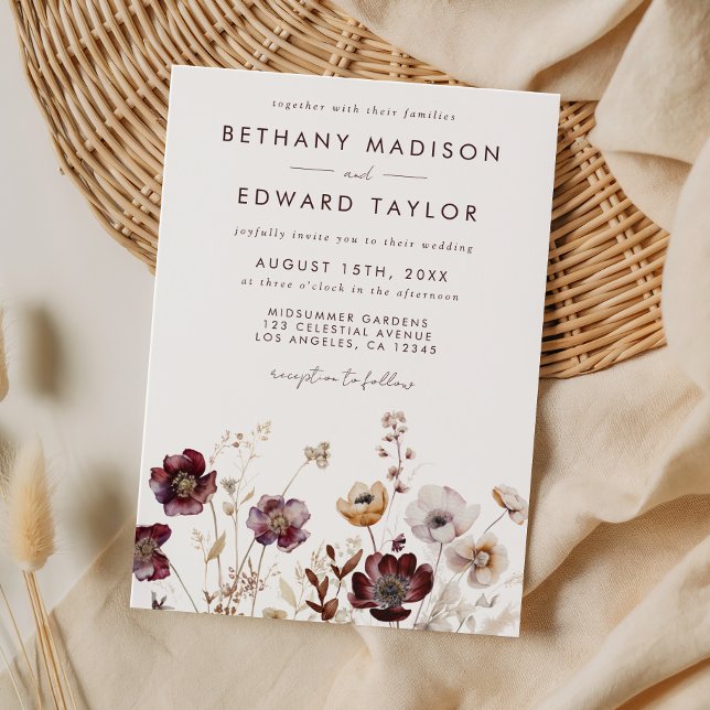 Boho Watercolor Floral Wedding Einladung (Von Creator hochgeladen)