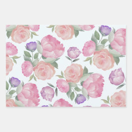 Boho Watercolor Floral wedding Geschenkpapier Set