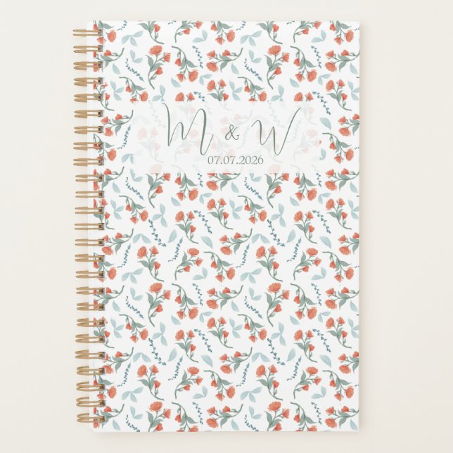 Boho Watercolor Floral Wedding Planner Planer (Vorderseite)