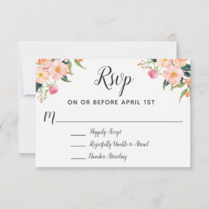 Boho Watercolor Floral Wedding RSVP Karte