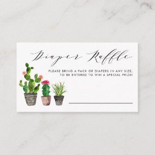 Boho Watercolor gepotted Cactus Diaper Raffle Game Begleitkarte