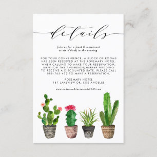 Boho Watercolor gepotted Cactus Wedding Details Begleitkarte