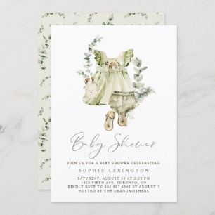 Boho Watercolor Green Dress Greenerity Baby Shower Einladung