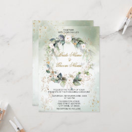 Boho Watercolor Greenery Floral Moderne Hochzeit Einladung