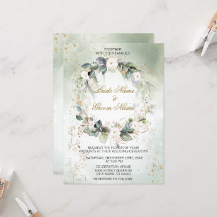 Boho Watercolor Greenery Floral Moderne Hochzeit Einladung