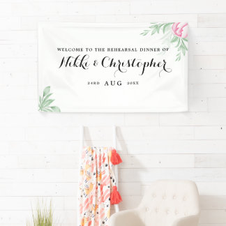 Boho Watercolor Grüne Probe Abendessen Banner