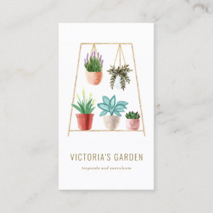 Boho Watercolor Hanging Houseplants Kinderzimmer Visitenkarte
