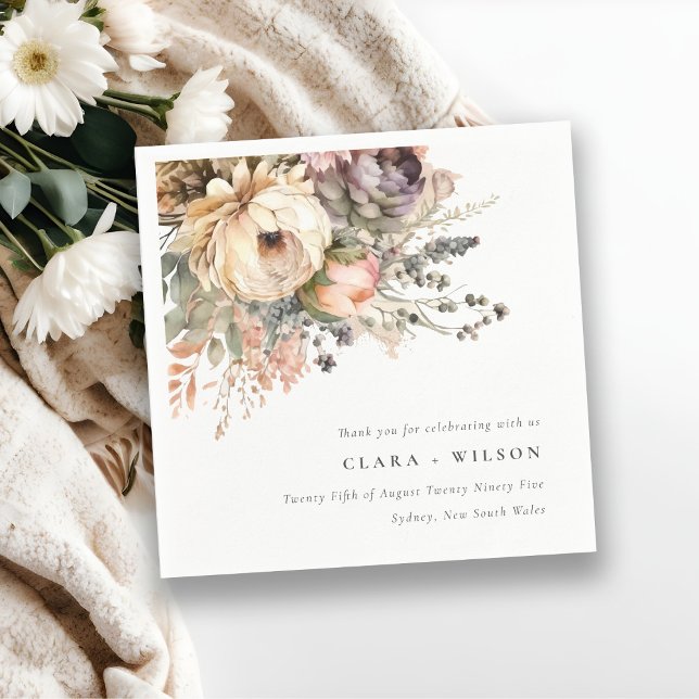 Boho Watercolor Herbst Herbstwochenende Blumenfest Serviette (Von Creator hochgeladen)