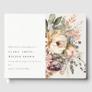 Boho Watercolor Herbstblütenfest Hochzeit Gästebuch