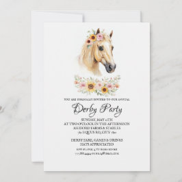 Boho Watercolor Horse Kentucky Derby Party Invitat Einladung