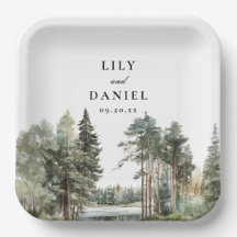 Boho Watercolor Lake Forest Woodland Hochzeit