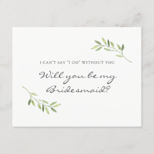 Boho Watercolor Leaf Bridesmaid Card Einladung