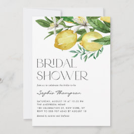 Boho Watercolor Lemon and Blooms Brautparty Einladung