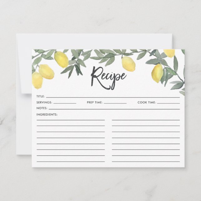 Boho Watercolor Lemon Wreath Brautparty Rezept (Vorderseite)