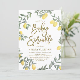 Boho Watercolor Lemon Wreath Gold Baby Sprinkle Einladung