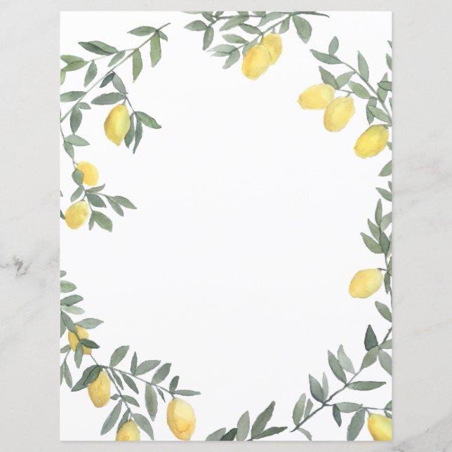 Boho Watercolor Lemon Wreath Personalisierte Karte (Vorderseite)