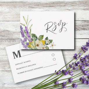 Boho Watercolor Lemons & Lavender Wedding RSVP