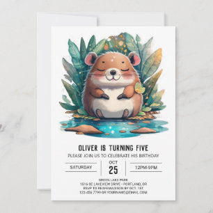 Boho Watercolor Magic Capybara Geburtstag Einladung