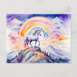 Boho Watercolor Magical Unicorn Unter dem Glühen R Postkarte