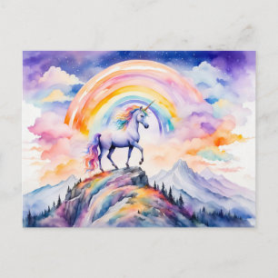 Boho Watercolor Magical Unicorn Unter dem Glühen R Postkarte