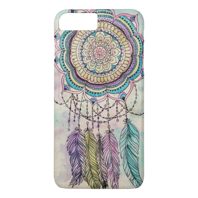 Boho Watercolor Mandala Dreamcatcher Case-Mate iPhone Hülle (Rückseite)