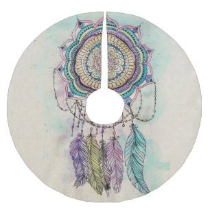 Boho Watercolor Mandala Dreamcatcher Polyester Weihnachtsbaumdecke